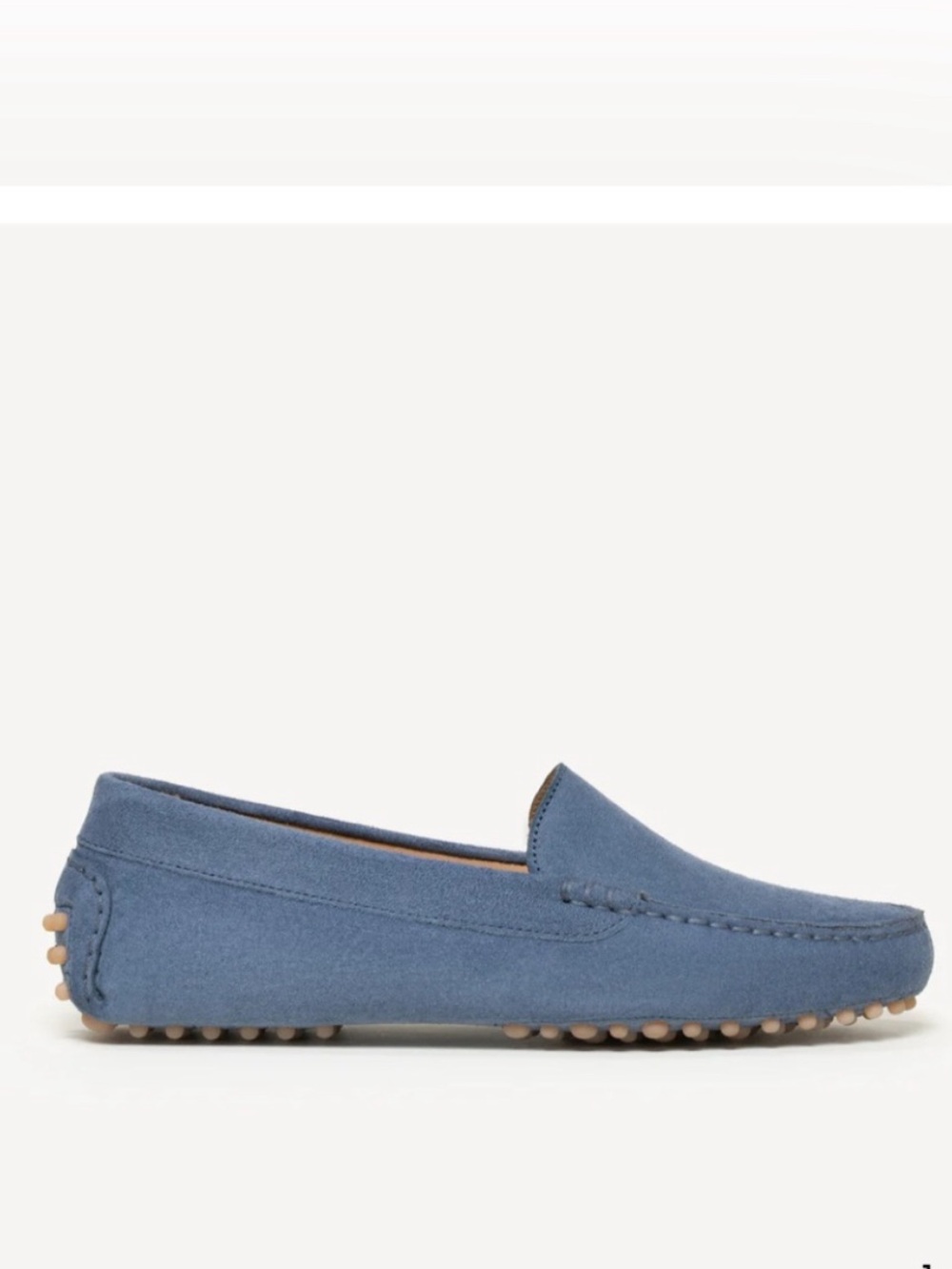 M GEMI The Felize Steel Blue Suede Driving Loafers Size 38.5 NWOT Made in Italy